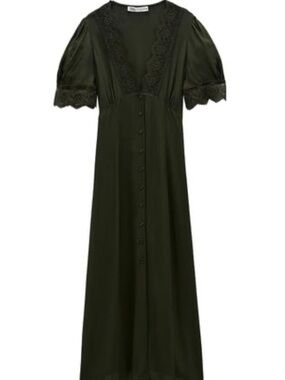 Zara Olive Lace-Trim Maxi Nightgown - Women Intimates & Sleepwear